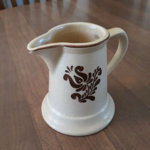 Pfaltzgraff Village Creamer #6-24 Brown Design on Cream Stoneware USA Made - Picture 6 of 13